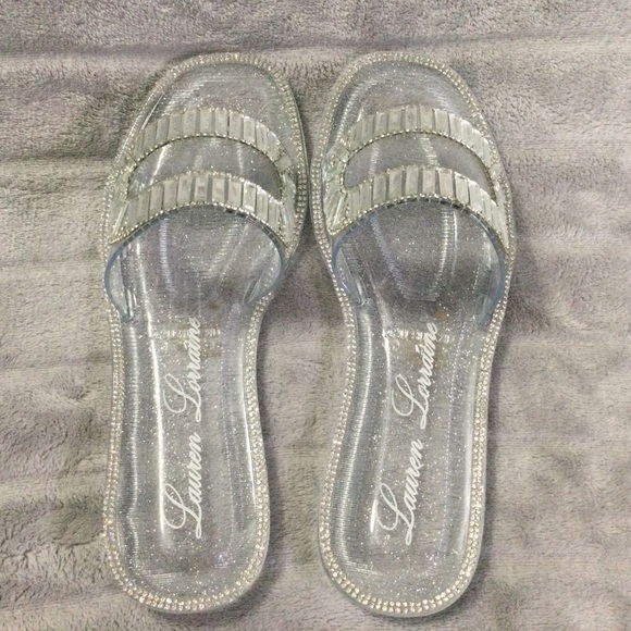 Lauren Lorraine Jane Clear Rhinestone Embellished Jelly Sandal Size 6 - Picture 3 of 10
